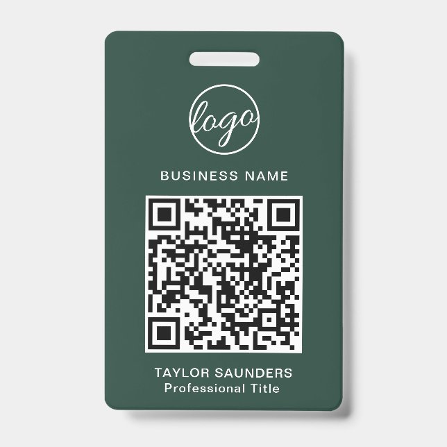QR-Mitarbeiter-ID für einfachen Waldgrüner Code Ausweis (Vorderseite)