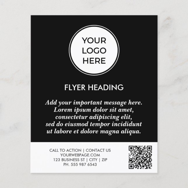 QR-Muster für berufliche Schwarze Unternehmen Flyer (Vorne)