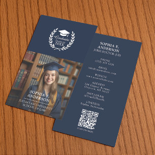 QR Name des benutzerdefinierten Blue Graduate Foto Telefonnummerkarte
