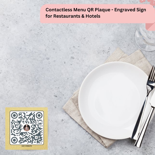 QR Plaque - Gravierungszeichen Namensschild (Contactless Menu QR Plaque - Engraved Sign for Restaurants & Hotels)