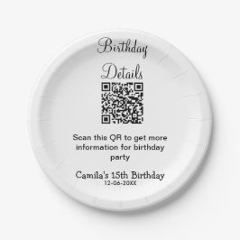 QR-Prüfung Geburtstagsparty Details zum modernen 1 Pappteller