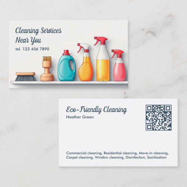 QR Reinigung Janitorial Services Visitenkarte (Vorne/Hinten)