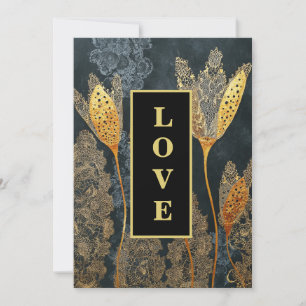 *~ QR RSVP AR26 Goldene Stickerei LOVE Luxus 32 Ho Einladung