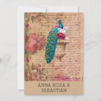 * QR RSVP Peacock Vintage Victorian AR24 Wedding