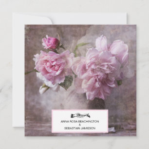 *~* QR RSVP Vintage Art Pfingstrosen Floral AR23 H Einladung