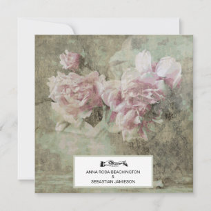 *~* QR RSVP Vintage Rosa Pfingstrose Floral AR23 H Einladung