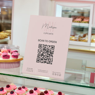 QR Scan Order Monogram Logo Business Sockelschild