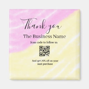 QR scannen um uns zu folgen danke Rabattcode pink Magnet