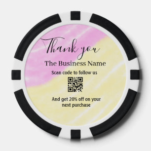 QR scannen um uns zu folgen danke Rabattcode pink Pokerchips