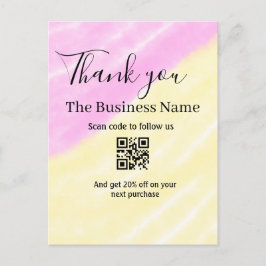 QR scannen um uns zu folgen Danke-Rabattcode pink Postkarte