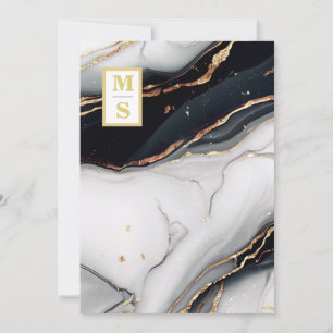 *~ QR SCHWARZ-WEISS Marble Agate AR66 UAWG Wedding Einladung