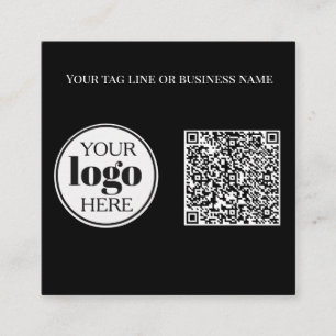 QR-Schwarz-weißes Logo Quadratische Visitenkarte