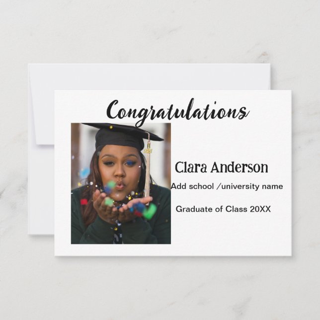 QR Schwarzes Foto Klassischer Elefant Abschluss Karte (Vorderseite)