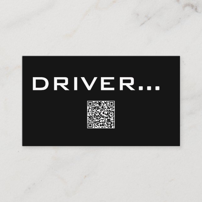 QR Simple Black Business Card Weißer Text - TREIBE Visitenkarte (Vorderseite)