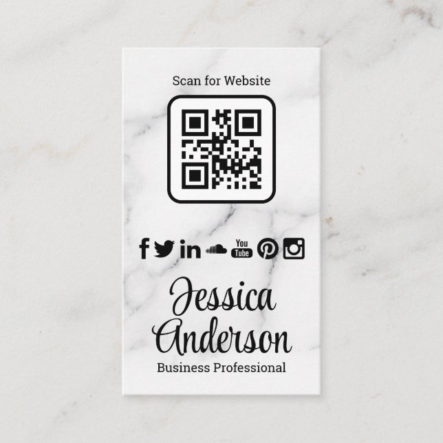 Qr | Social Media Icons | MARKETING Visitenkarte (Vorderseite)