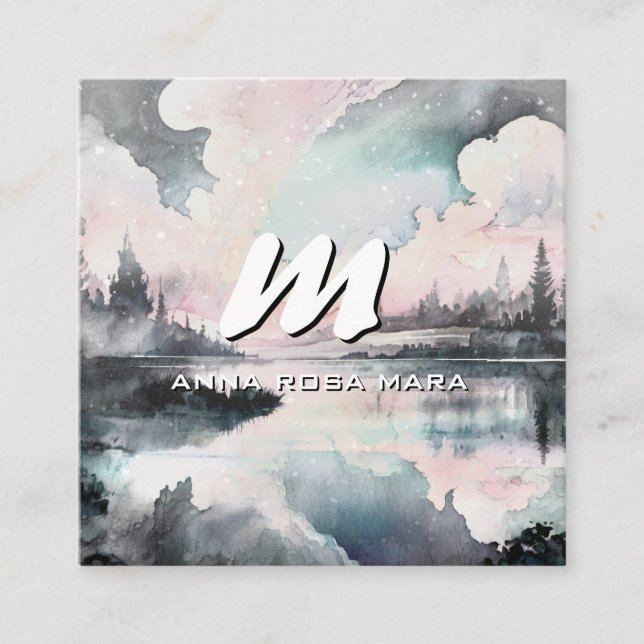 *~* QR Subtle Modernes Abstraktes Fett AP93 Quadratische Visitenkarte (Vorderseite)