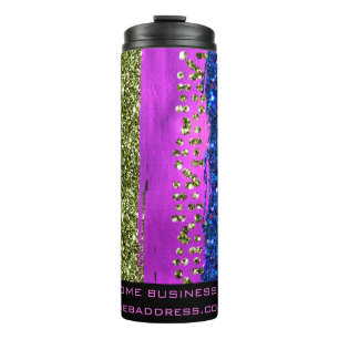 *~* QR SWAG Animal Print Glitzer Rainbow Chic Thermosbecher