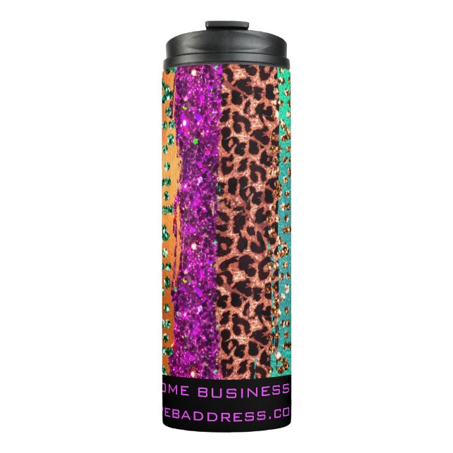 *~* QR SWAG Animal Print Glitzer Rainbow Girl  Thermosbecher (Vorderseite)