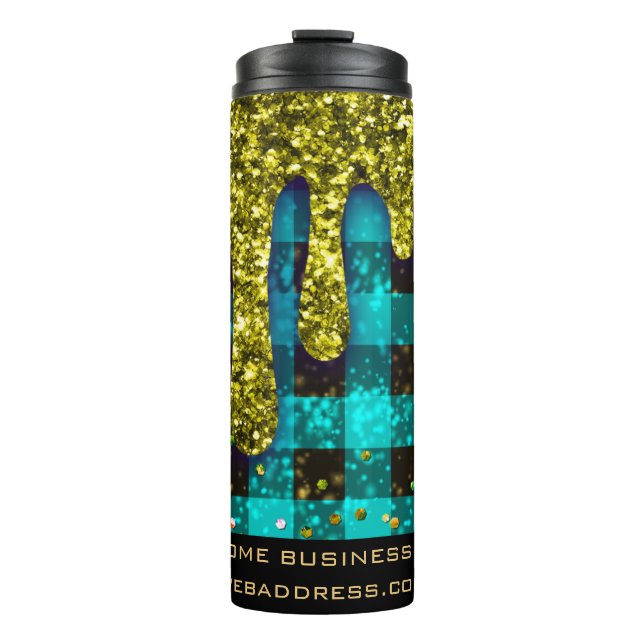 *~* QR SWAG Rustikaler Weihnachts-Gold-Tropfen Kar Thermosbecher (Vorderseite)