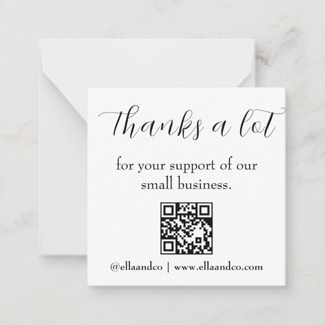 QR Thank You Modern Business Note Card Mitteilungskarte (Vorderseite)