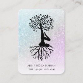 *~* QR Tree of Life Yoga . Pastel Glitzer Zen Visitenkarte