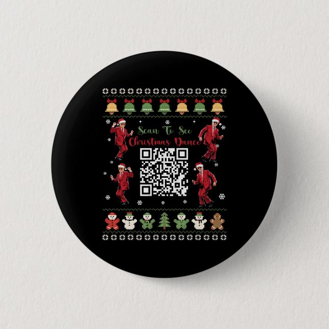 Qr Trump Dance Code Präsident Dance Code Weihnacht Button (Vorderseite)