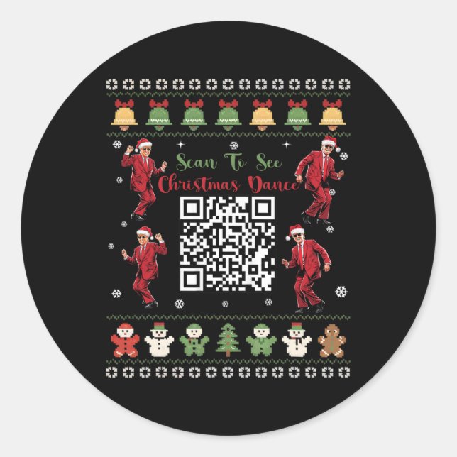 Qr Trump Dance Code Präsident Dance Code Weihnacht Runder Aufkleber (Vorderseite)