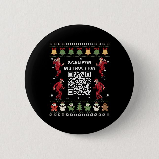 Qr Trump Dance Code Präsident sucht nach Anweisung Button (Vorderseite)