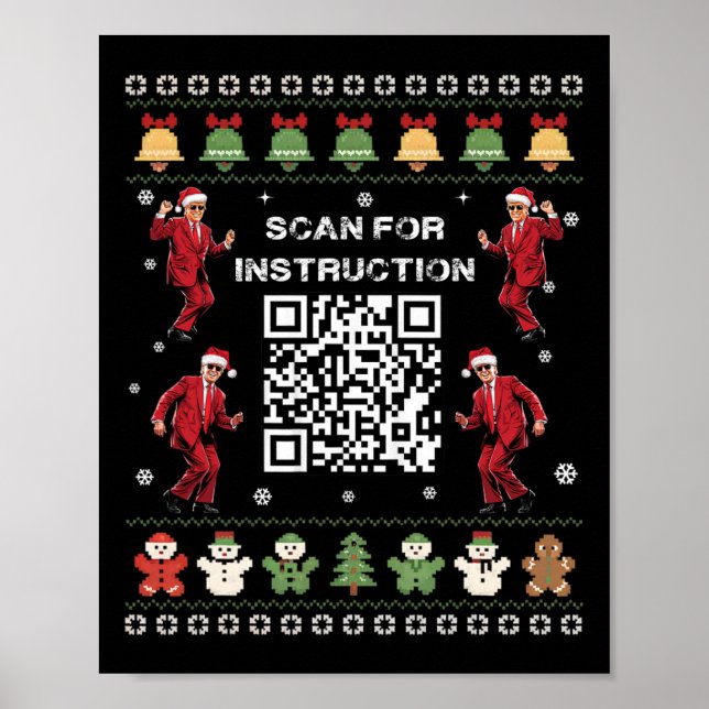 Qr Trump Dance Code Präsident sucht nach Anweisung Poster (Vorne)