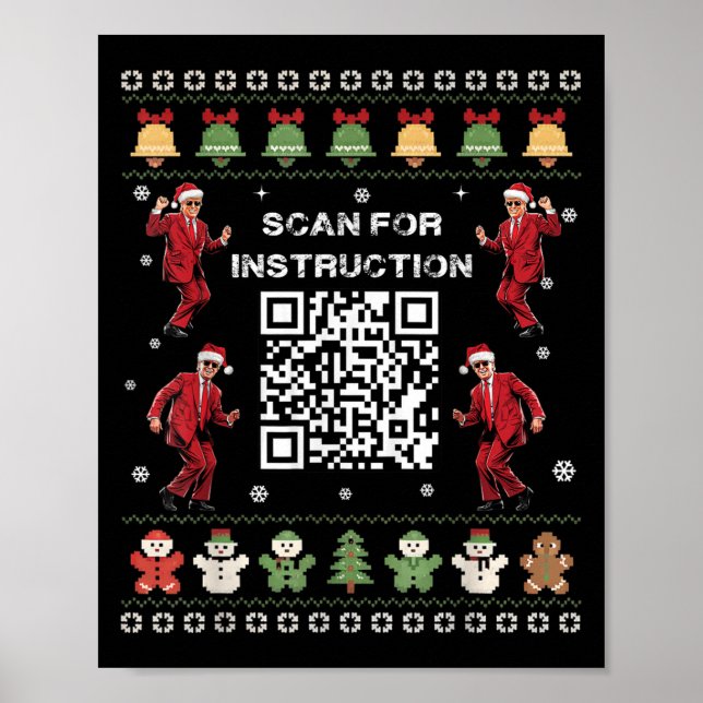 Qr Trump Dance Code Präsident sucht nach Anweisung Poster (Vorne)
