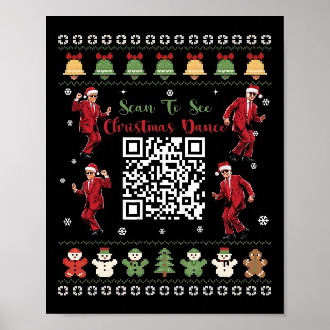 Qr Trump Dance Code President Dance Code Christmas Poster (Vorne)