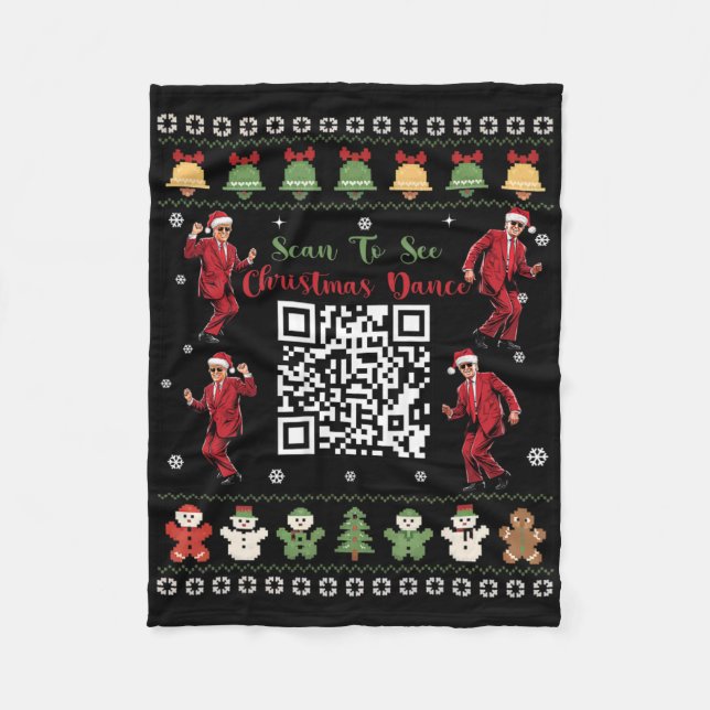 Qr Trump Tanz Code Präsident Tanz Code Weihnachten Fleecedecke (Vorderseite)