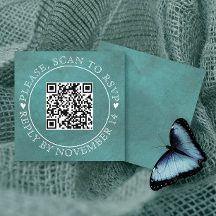 QR-UAWG aquamarin-blaue Hochzeit Begleitkarte
