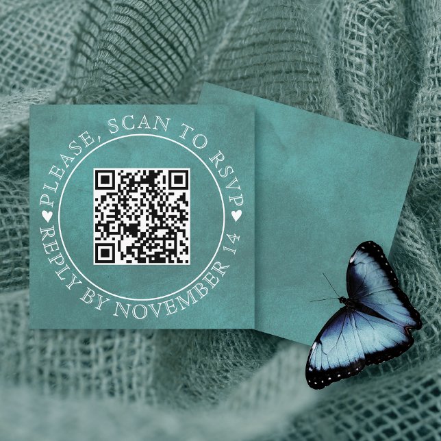 QR-UAWG aquamarin-blaue Hochzeit Begleitkarte (Von Creator hochgeladen)