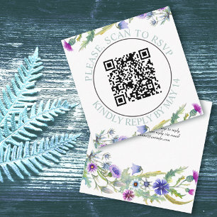 QR-UAWG, Aquarellfarben-Wildblumen Hochzeit Begleitkarte
