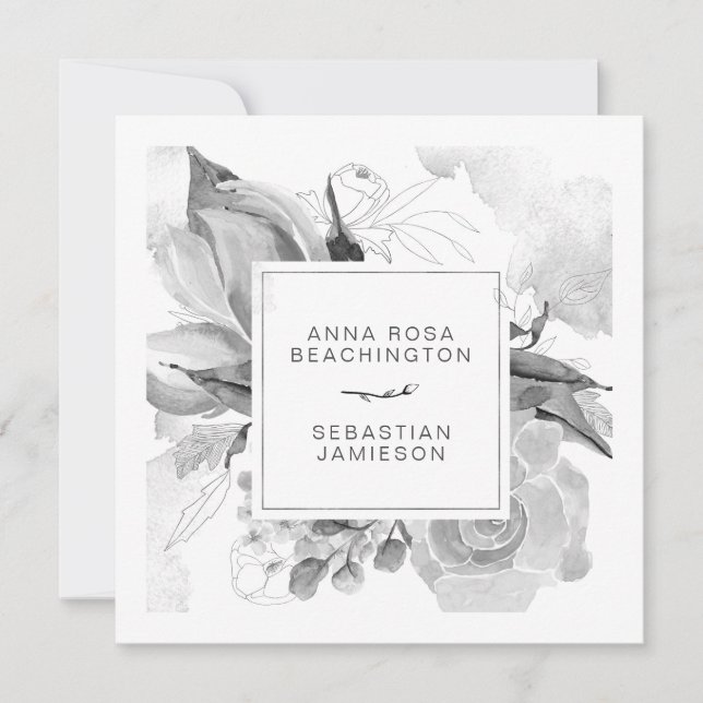 *~* QR UAWG AR12 Blütenschlichte Hochzeit Einladung (Vorderseite)