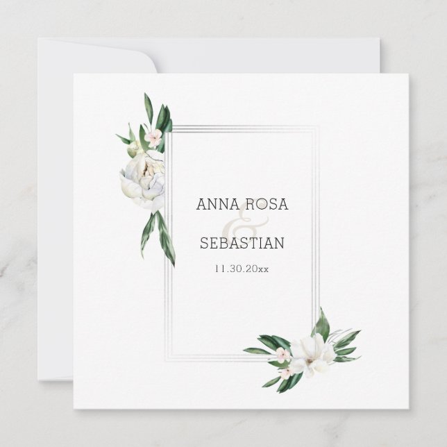 *~* QR UAWG AR15 Peony Blume Rahmen Hochzeit Einladung (Vorderseite)