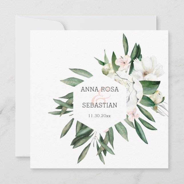 *~* QR UAWG AR15 Peony Blume Rahmen Hochzeit Einladung (Vorderseite)