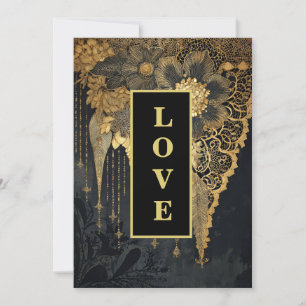 *~ QR UAWG AR26 Gold Lace LIEBE 24 Vintage Wedding Einladung
