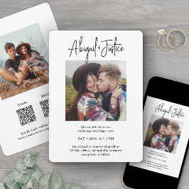 QR UAWG Chic Minimalistisch All-in-One 2-Foto Hoch Einladung