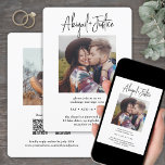 QR UAWG Chic Minimalistisch All-in-One 2-Foto Hoch Einladung<br><div class="desc">Freuen Sie sich auf eine stilvolle Hochzeitsfeier mit eleganten minimalen Einladungen. Mit nur einer Karte können Sie Hochzeitsgäste zu Ihrer anstehenden Feier einladen, alle wichtigen Details (wie Anfahrtsbeschreibung, Registrierung, Hotelunterkunft) angeben und die Website für die Organisation der uAwg's gelassen werden. Es werden keine zusätzlichen Gehäusekarten benötigt. Die 2 Bilder und...</div>