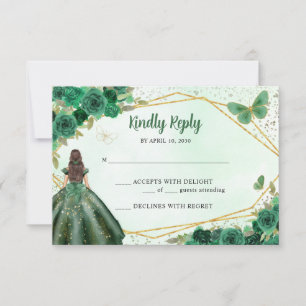 QR-UAWG für Green Gold Floral Princess Mitteilungskarte