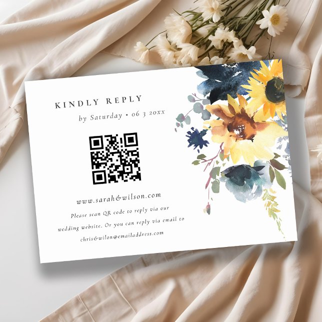 QR-UAWG für Hochzeiten von Gelbblütenblüten Begleitkarte (Von Creator hochgeladen)