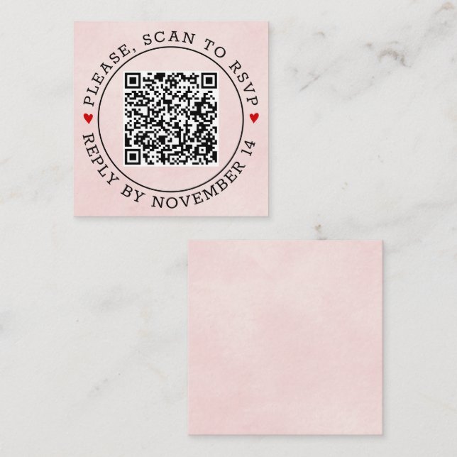 QR-UAWG-Grenze fleckige weiche rosa Hochzeit Begleitkarte (Vorne/Hinten)