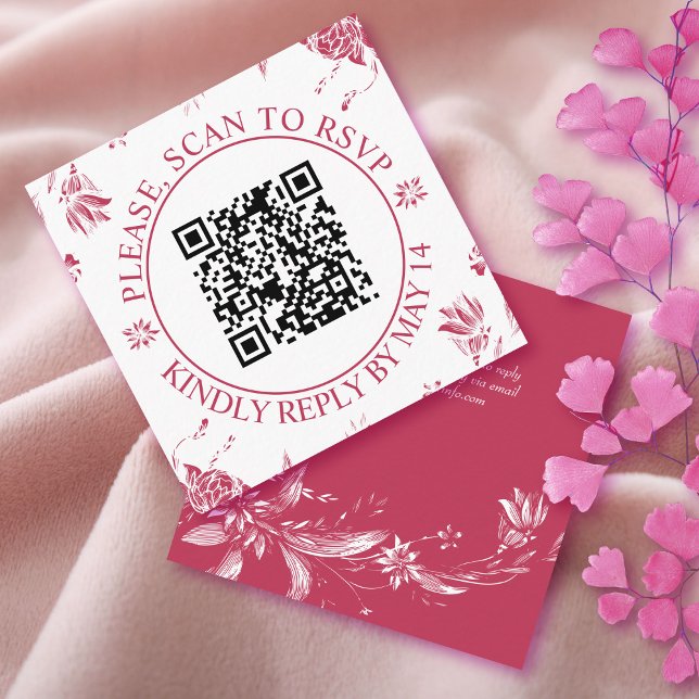 QR-UAWG, Magenta-Blume Blumenhochzeit Begleitkarte (Von Creator hochgeladen)