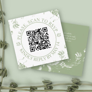 QR-UAWG, Salbei-grüne Blume Blumenhochzeit Begleitkarte