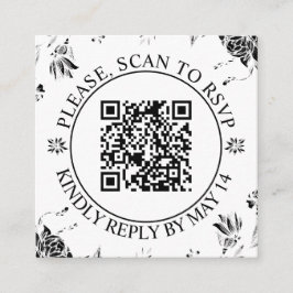 QR-UAWG, Schwarz-weiße Blume Blumenhochzeit Begleitkarte
