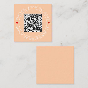 QR UAWG und Herz Pfirsichhochzeit Begleitkarte