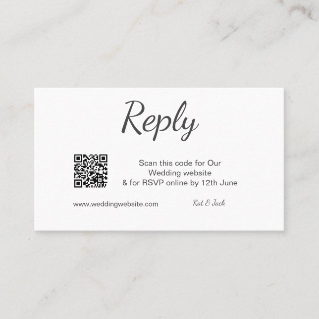 QR UAWG wedding website simple Schwarz-weiß UAWG Visitenkarte (Vorderseite)