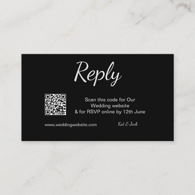 QR UAWG wedding website simple Schwarz-weiß UAWG Visitenkarte (Vorderseite)